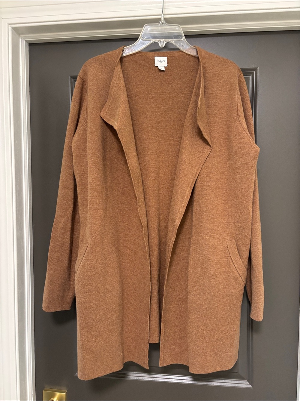 J. Crew Open-Front Cardigan in Warm Brown